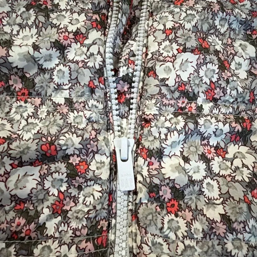 Baby Gap Go Puffer Floral Vest 3T Pink Grey